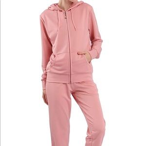 pink track suit